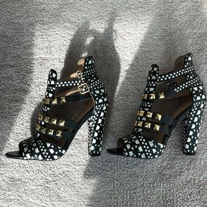 Black & White Heeled Sandals